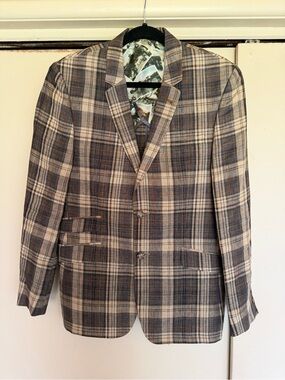 Ted Baker London Plaid Sport Coat in Brown and Cream